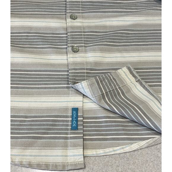 Tommy Bahama Relax Island Modern Fit Striped Men’s Shirt Sz Medium Cream/Brown - Picture 7 of 15